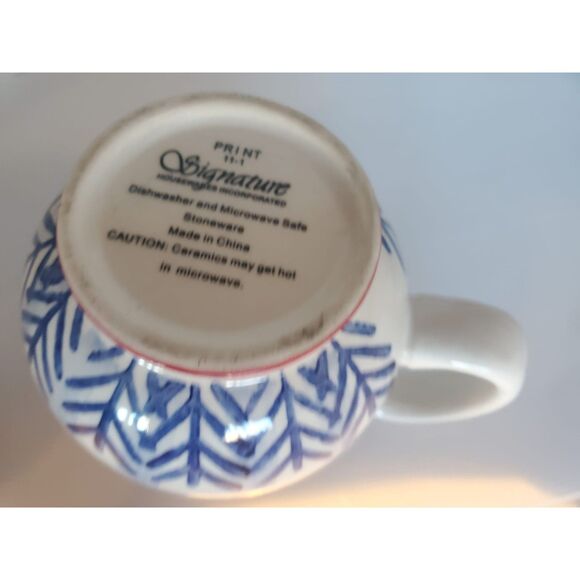 Signature Housewares Stoneware Creamer and Sugar Set Red Blue and White - Picture 5 of 5